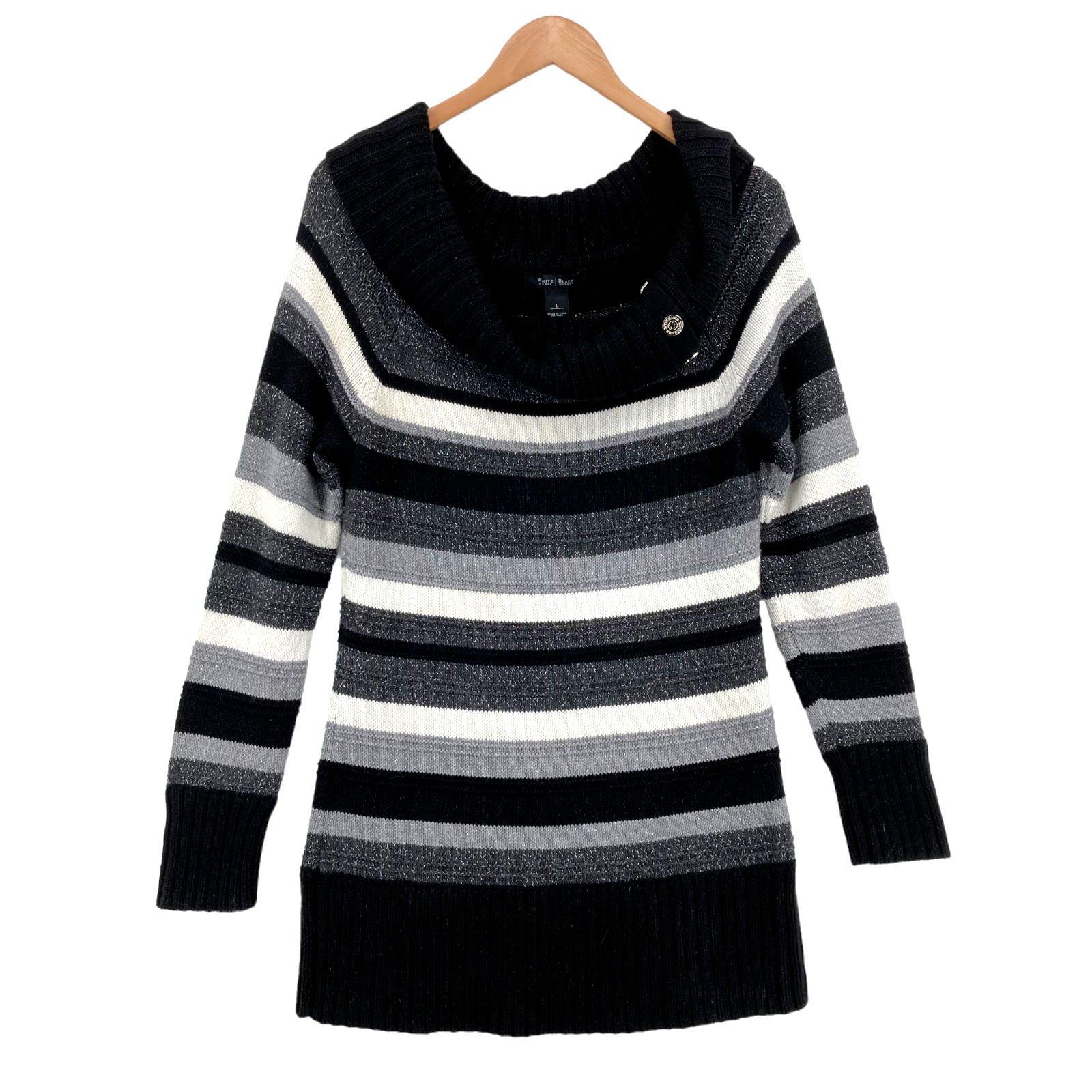 White House Black Market Cowl Neck Sweater Large Women's Cotton Long Sleeve